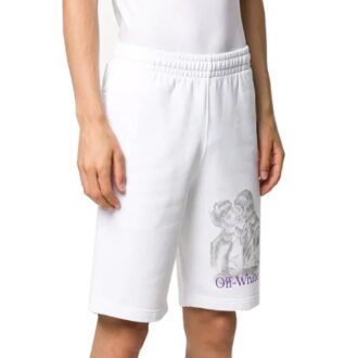 Portrait Pattern Printing Shorts White