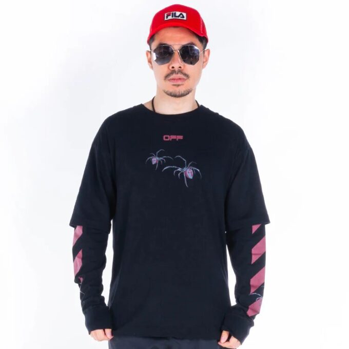 Printing Arrow Long Sleeves Loose Fit Black