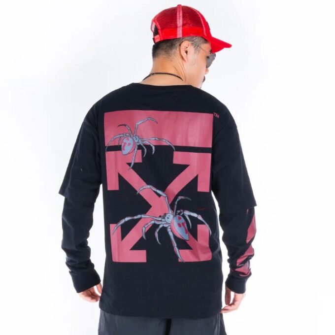 Printing Arrow Long Sleeves Loose Fit Black