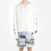 Printing Arrow Zip-up Hooded Fleece Men White
