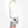 Printing Arrow Zip-up Hooded Fleece Men White