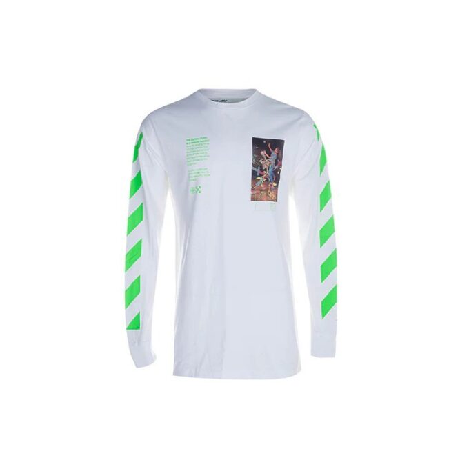 Printing Cotton Round Neck Long Sleeves Ordinary Version White