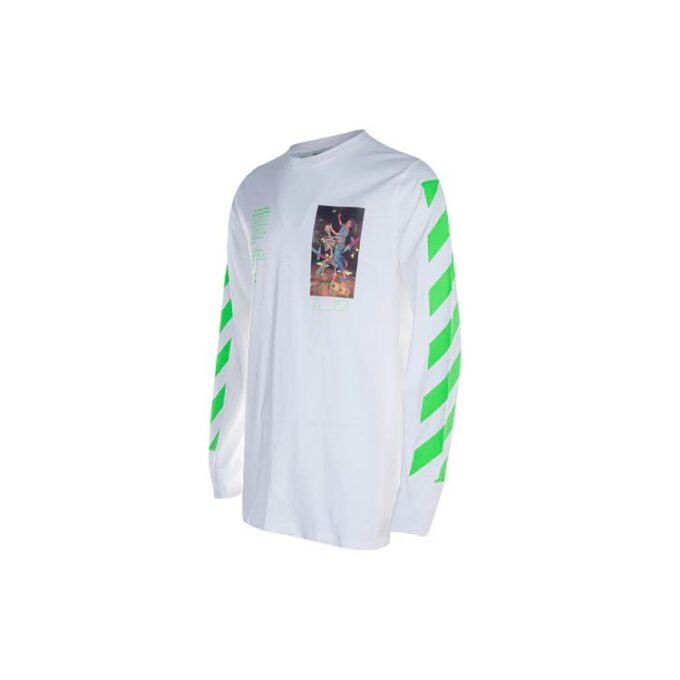 Printing Cotton Round Neck Long Sleeves Ordinary Version White