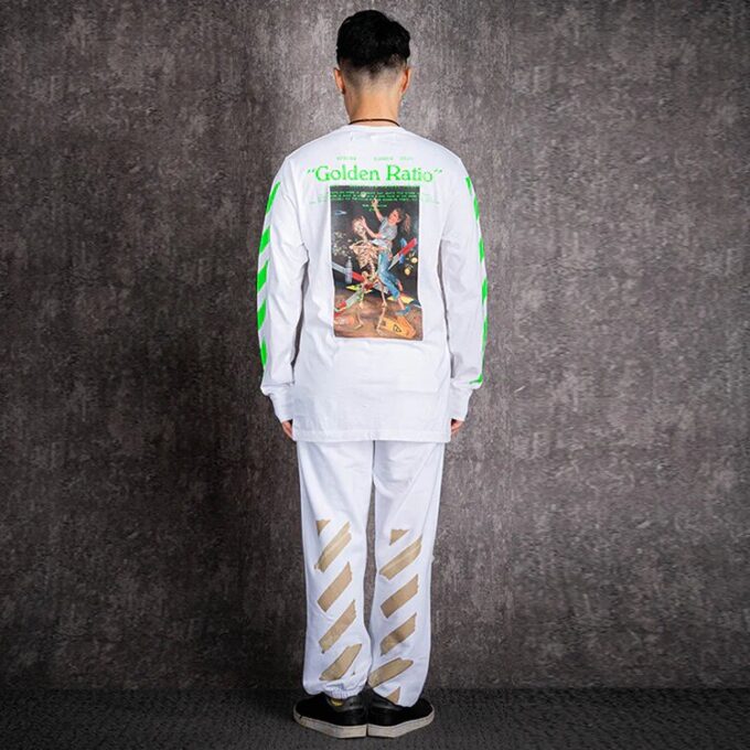 Printing Cotton Round Neck Long Sleeves Ordinary Version White