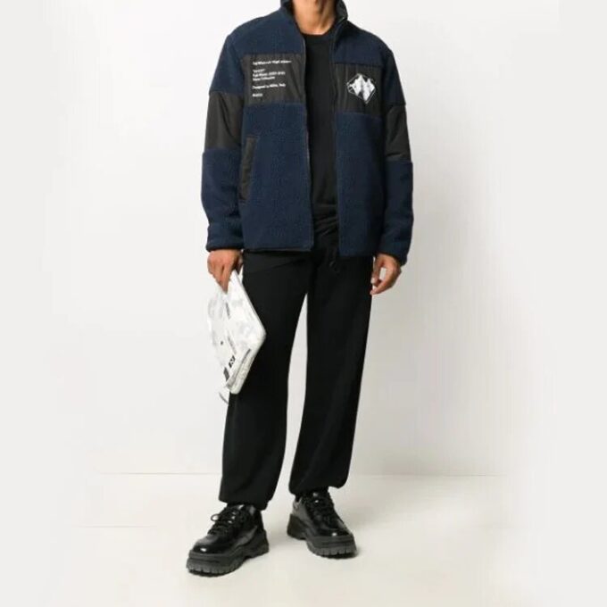 Printing Fleece Jacket Navy Blue