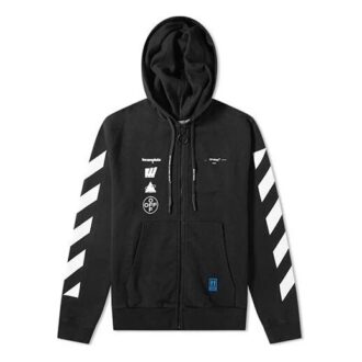 Printing hooded Zipper Jacket Black