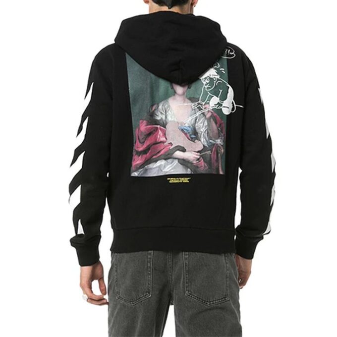 Printing hooded Zipper Jacket Black