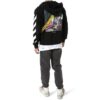 Printing hooded Zipper Jacket Black