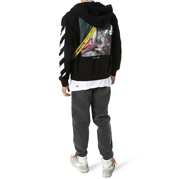 Printing hooded Zipper Jacket Black