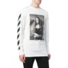 Printing Mona Lisa Long Sleeves Loose Fit Unisex White T-Shirt