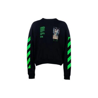 Printing Round Neck Long Sleeves Loose Fit Black