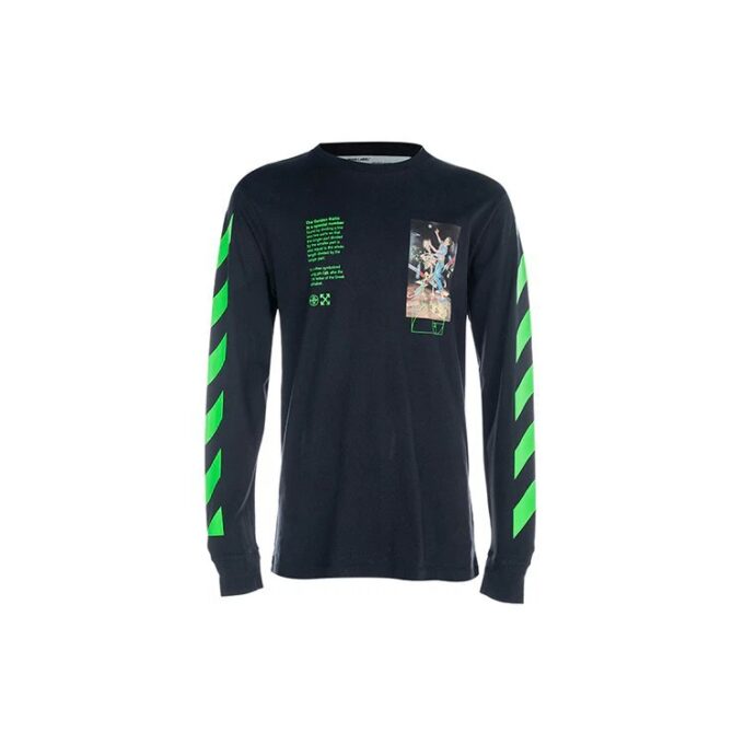 Printing Round Neck Long Sleeves Version Black