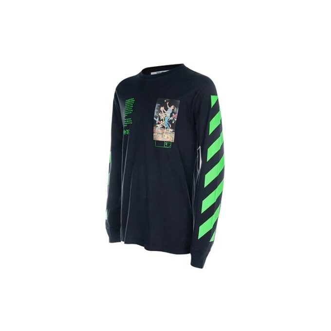 Printing Round Neck Long Sleeves Version Black