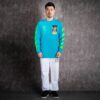 Printing Round Neck Long Sleeves Version Sky Blue