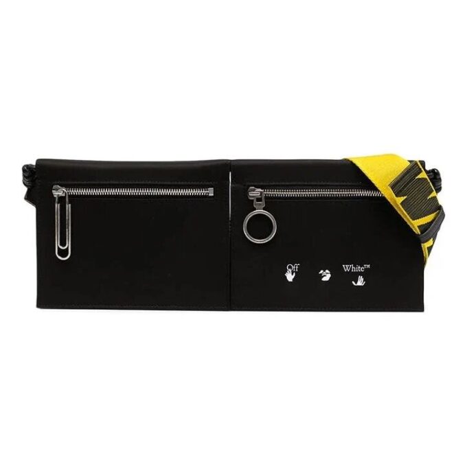 Printing Series Industrial Style Zipper Messenger Bag Fanny Pack Black