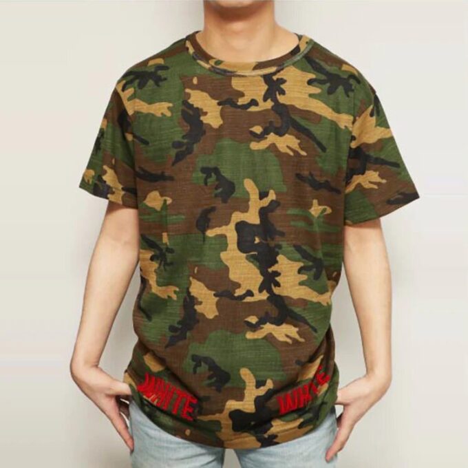 Red Short Sleeve Camouflage Green