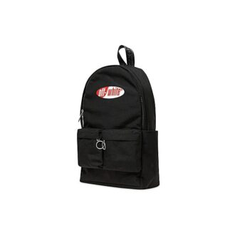 Red White Logo Multiple Pockets backpack schoolbag Black