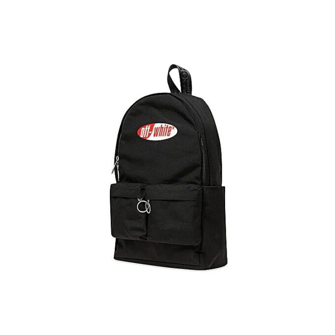 Red White Logo Multiple Pockets backpack schoolbag Black
