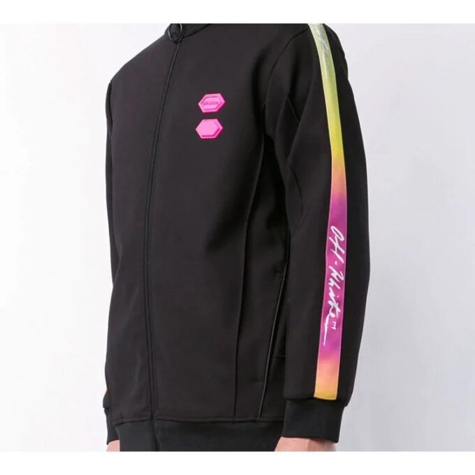 Rubber Retro Zipper Jacket Black