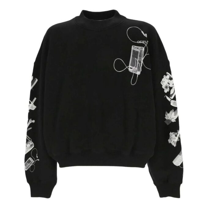 Scan Arr Over Crewneck Sweatshirt “Black White”