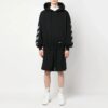 Scribble Diag-print Cotton Hoodie “Black”