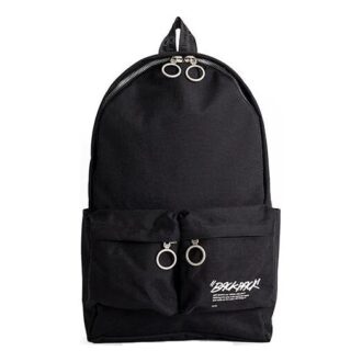 Slogan Alphabet Printing Zipper Multiple Pockets Backpack schoolbag Black