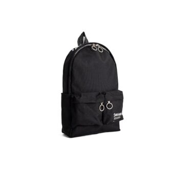 Slogan Alphabet Printing Zipper Multiple Pockets Backpack schoolbag Black