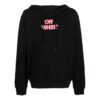 Slogan Print Logo Hoodie “Black”