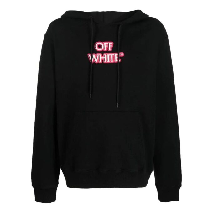 Slogan Print Logo Hoodie “Black”