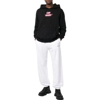 Slogan Print Logo Hoodie “Black”