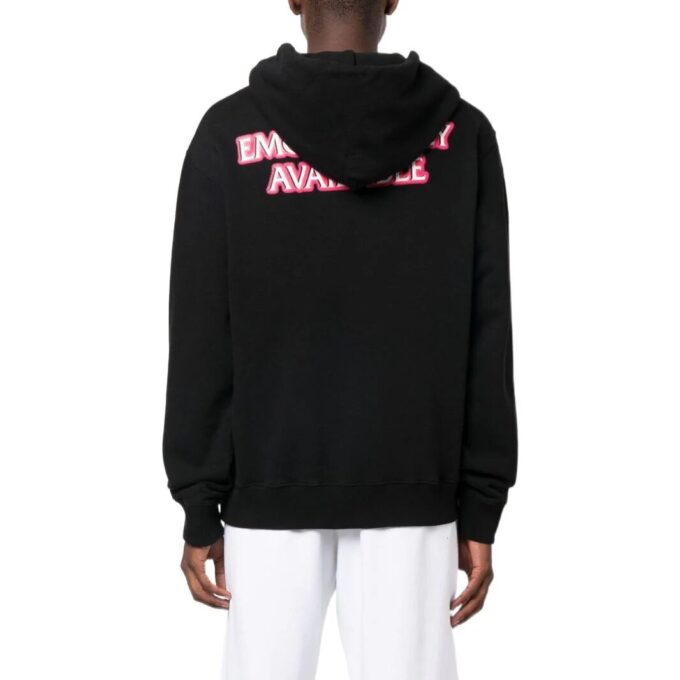 Slogan Print Logo Hoodie “Black”