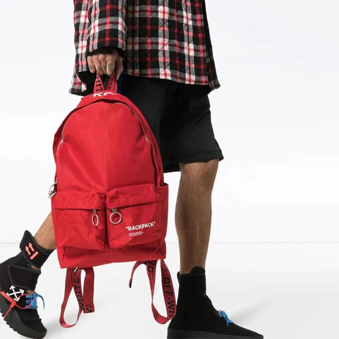 Slogan Printing Backpack Red