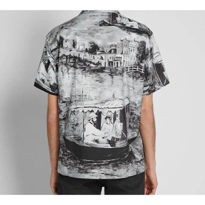 Small Casual Cotton Shirt Gray White