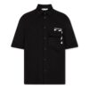 Solid Color Cotton Printing Short Sleeve Shirt Black