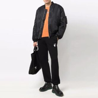 Solid Color Jacket Loose Fit Black