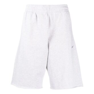 Solid Color Logo Printing Elastic Waistband Sports Shorts Version White
