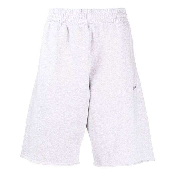Solid Color Logo Printing Elastic Waistband Sports Shorts Version White