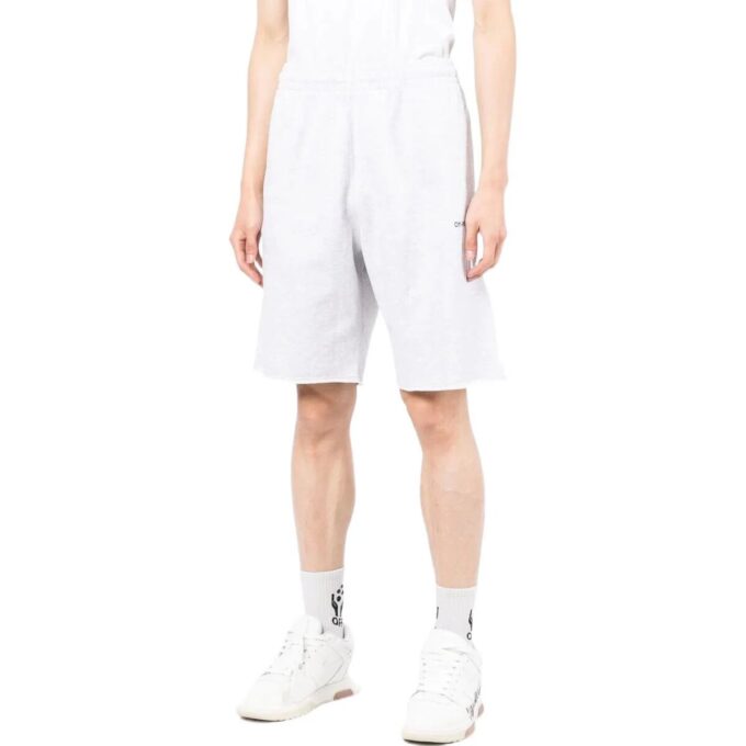 Solid Color Logo Printing Elastic Waistband Sports Shorts Version White