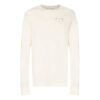 Solid Color Round Neck Pullover Long Sleeves Loose Fit Creamy White