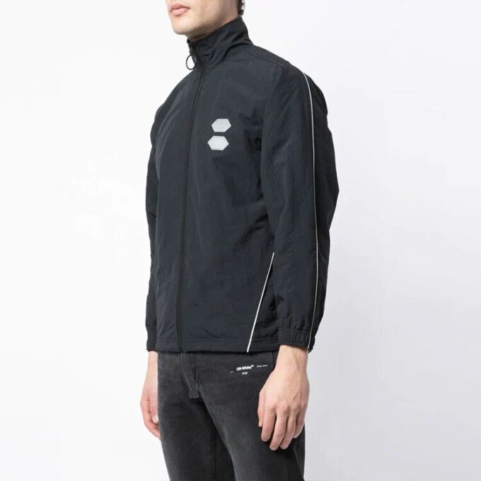 Solid Color Stand Collar Zipper Jacket Slim Fit Version Black