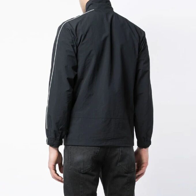 Solid Color Stand Collar Zipper Jacket Slim Fit Version Black
