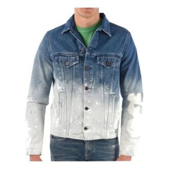 Splash Ink Gradient Denim Jacket Loose Fit Gray White