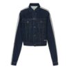 Splicing Sleeve Denim Jacket Blue