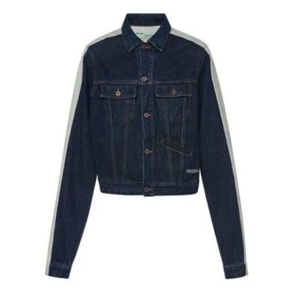 Splicing Sleeve Denim Jacket Blue