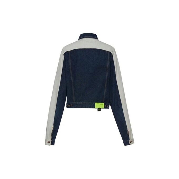Splicing Sleeve Denim Jacket Blue