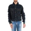 Splicing Sleeve Denim Jacket Blue