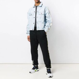 Splicing Sleeve Denim Jacket Washed White
