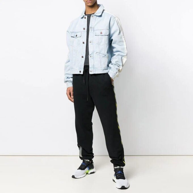 Splicing Sleeve Denim Jacket Washed White