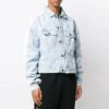 Splicing Sleeve Denim Jacket Washed White