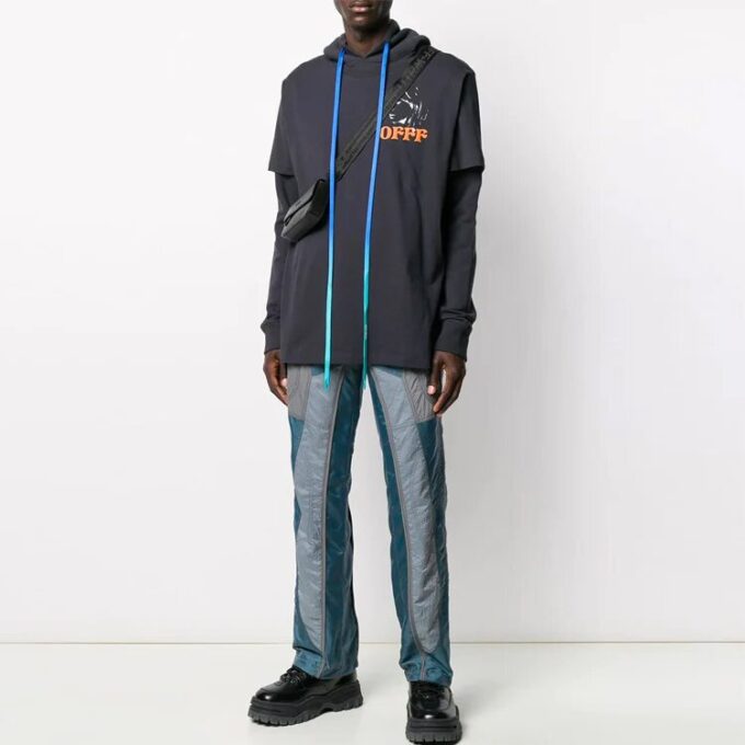 Splicing Straight Casual Long Pants Version Blue